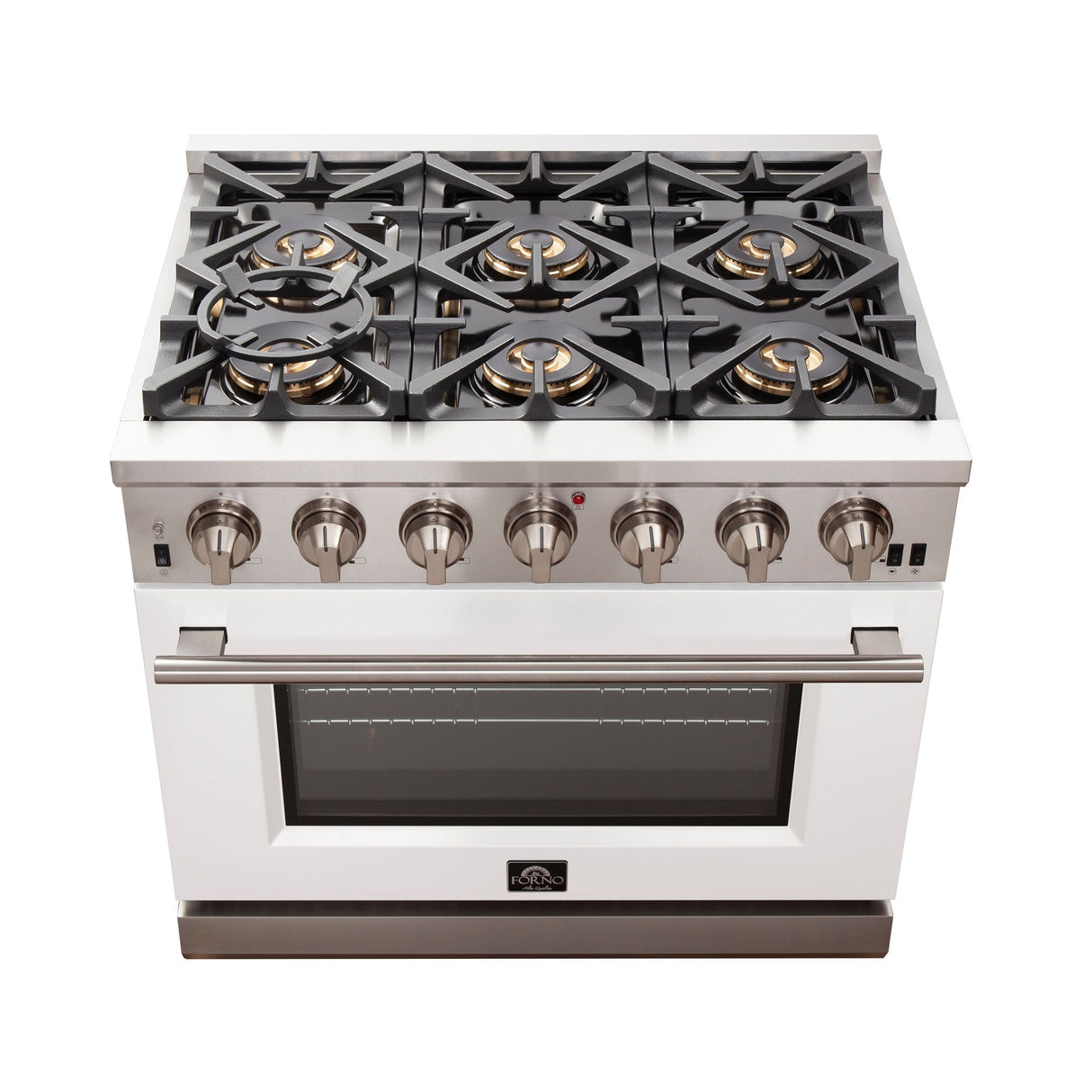 FORNO Capriasca 36" 5.36 cu. ft. Gas Range with 6 Italian Burners in White, FFSGS6260-36WHT