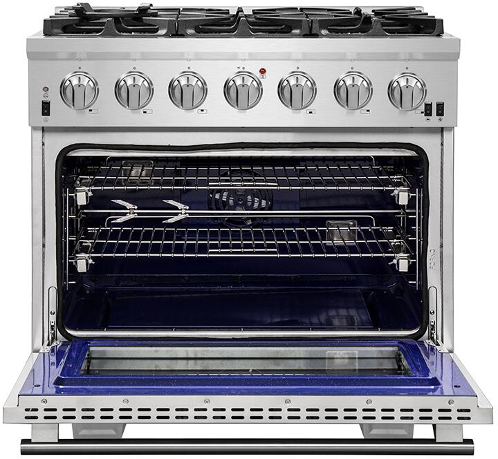 FORNO Appliance Package- 36 Inch Pro Gas Range, Wall Mount Range Hood, AP-FFSGS6260-36-W