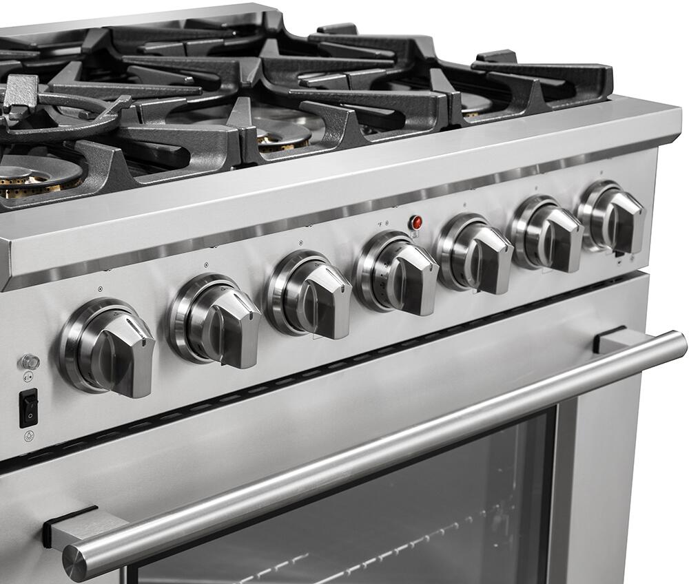 FORNO Appliance Package- 36 Inch Pro Gas Range, Wall Mount Range Hood, AP-FFSGS6260-36-W