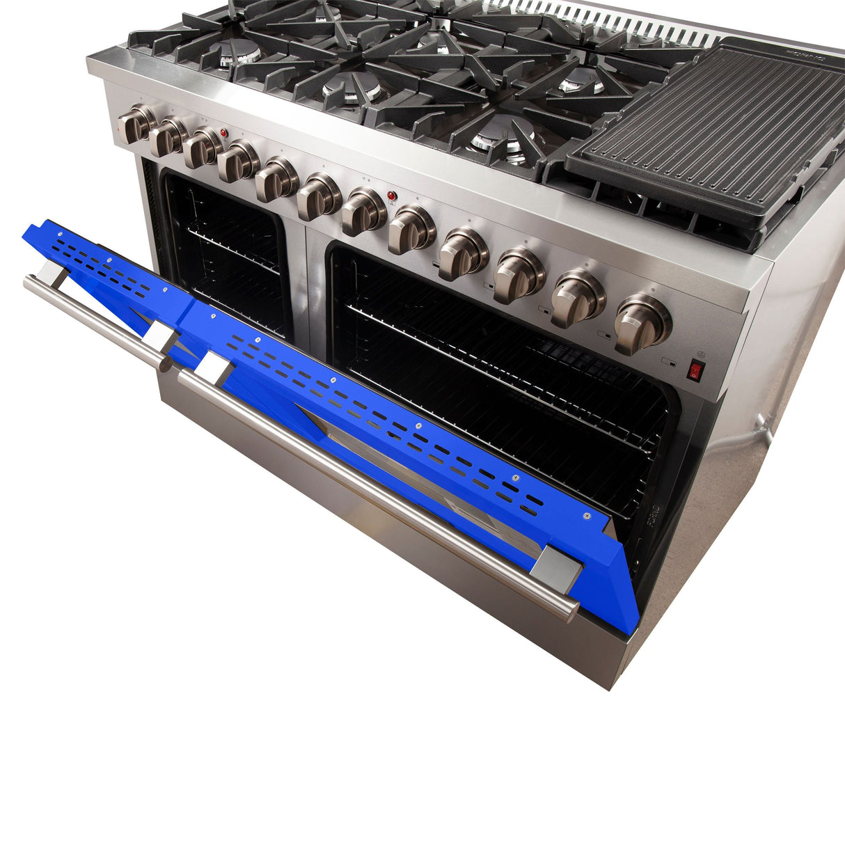 FORNO Galiano 48" 6.58 cu. ft. Dual Fuel Range with 8 Italian Burners in Blue, FFSGS6156-48BLU