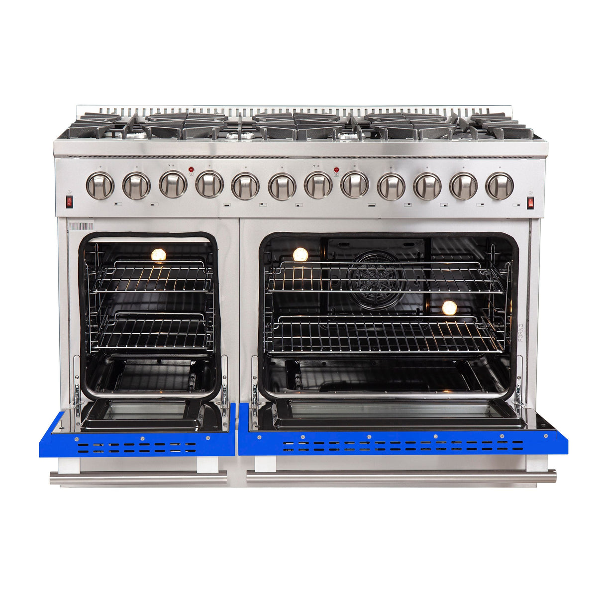 FORNO Galiano 48" 6.58 cu. ft. Dual Fuel Range with 8 Italian Burners in Blue, FFSGS6156-48BLU
