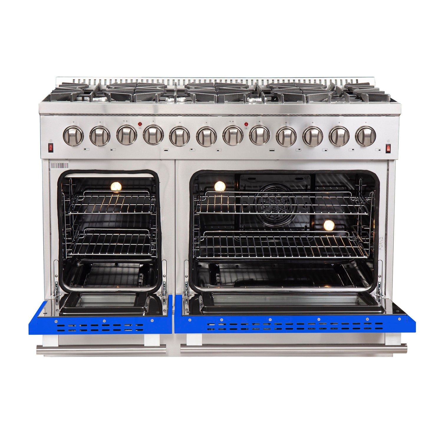 FORNO Galiano 48" 6.58 cu. ft. Dual Fuel Range with 8 Italian Burners in Blue, FFSGS6156-48BLU