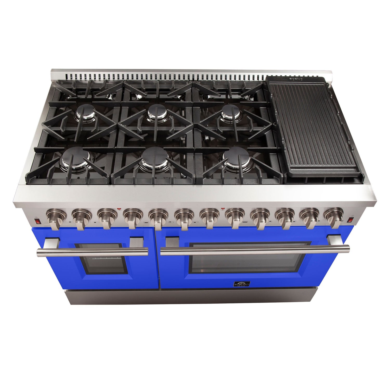 FORNO Galiano 48" 6.58 cu. ft. Dual Fuel Range with 8 Italian Burners in Blue, FFSGS6156-48BLU