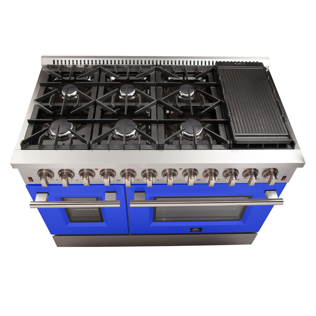 FORNO Galiano 48" 6.58 cu. ft. Dual Fuel Range with 8 Italian Burners in Blue, FFSGS6156-48BLU