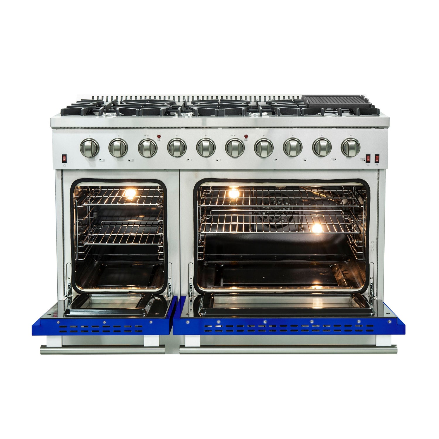 FORNO Galiano 48" 6.58 cu. ft. Gas Range with 8 Italian Burners in Blue, FFSGS6244-48BLU