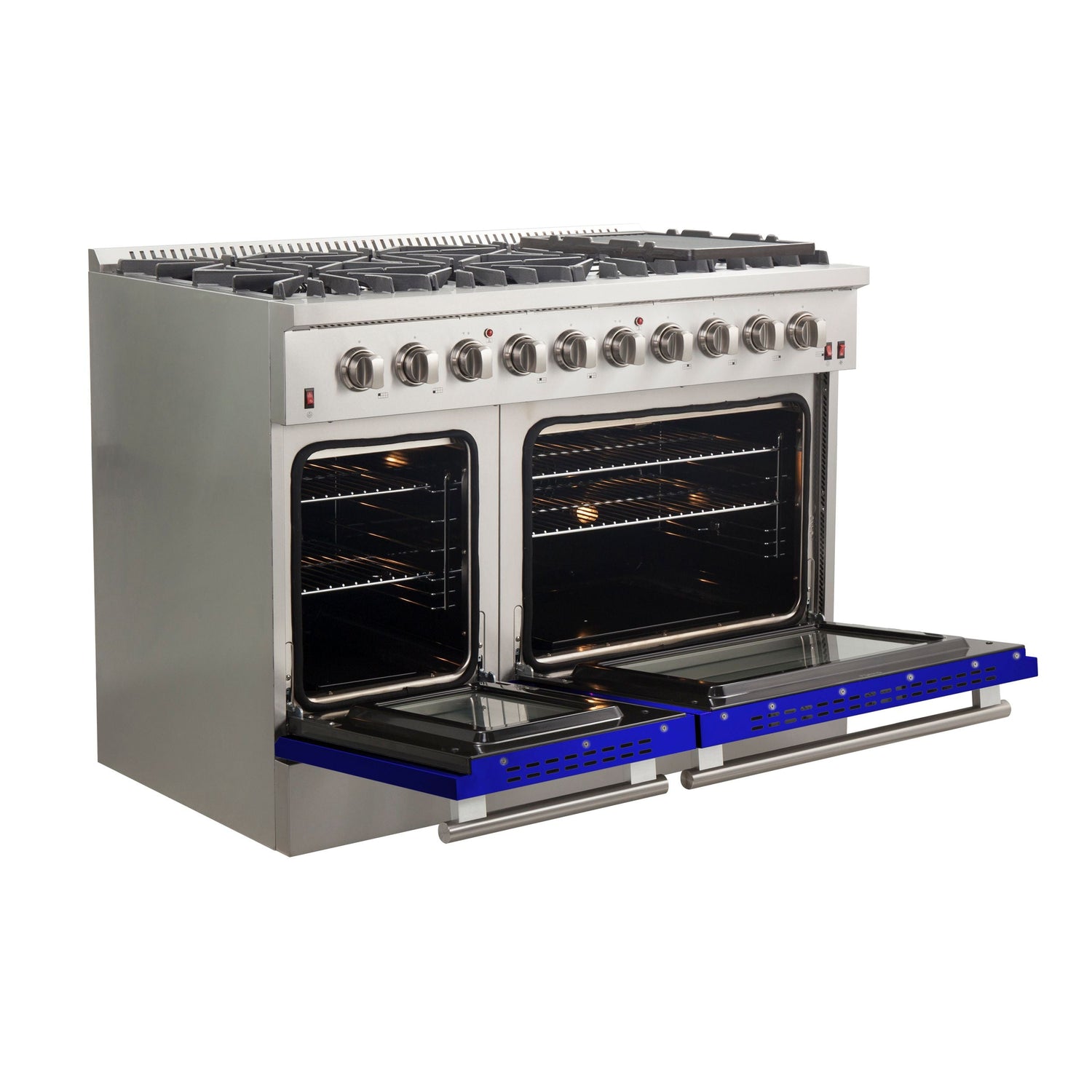 FORNO Galiano 48" 6.58 cu. ft. Gas Range with 8 Italian Burners in Blue, FFSGS6244-48BLU