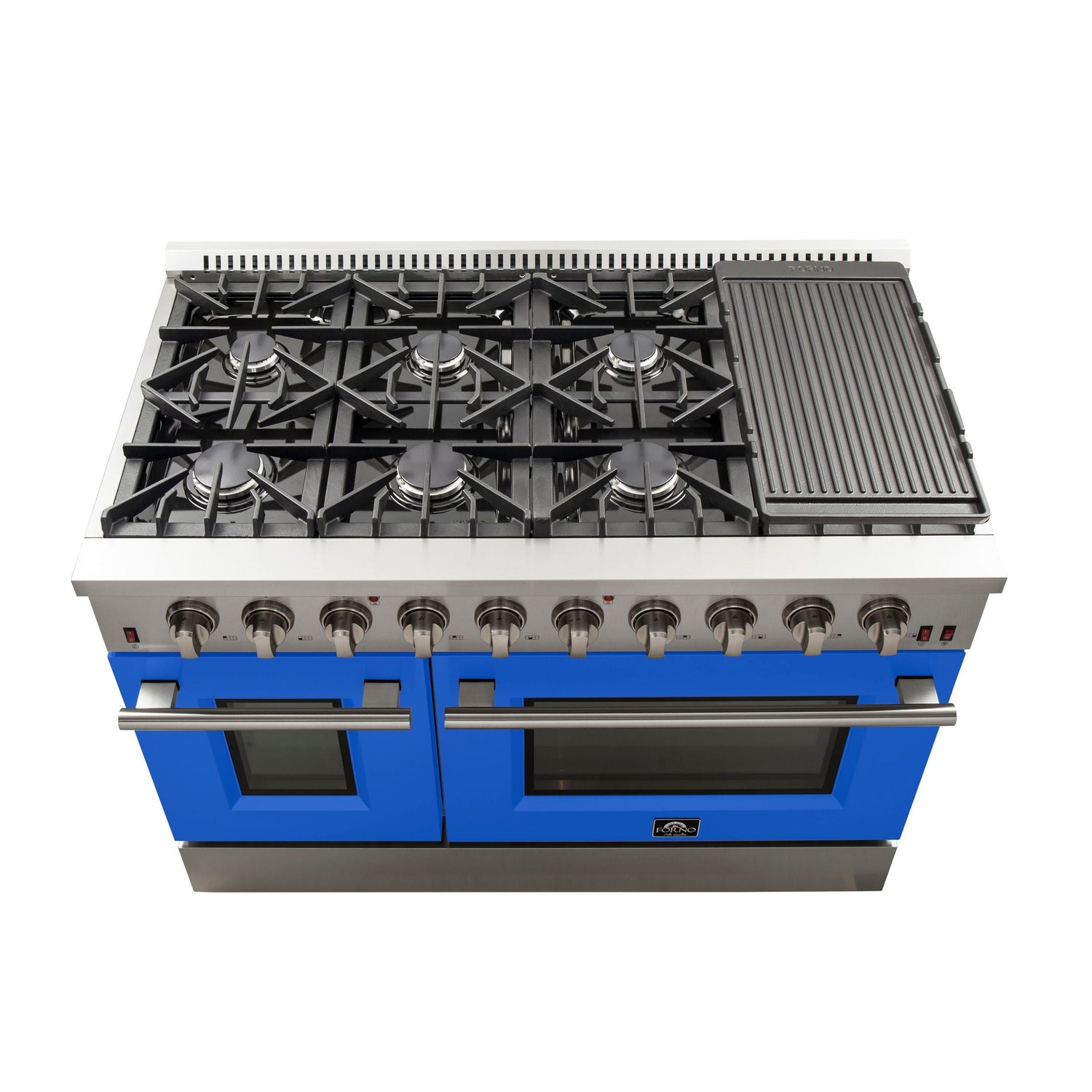 FORNO Galiano 48" 6.58 cu. ft. Gas Range with 8 Italian Burners in Blue, FFSGS6244-48BLU