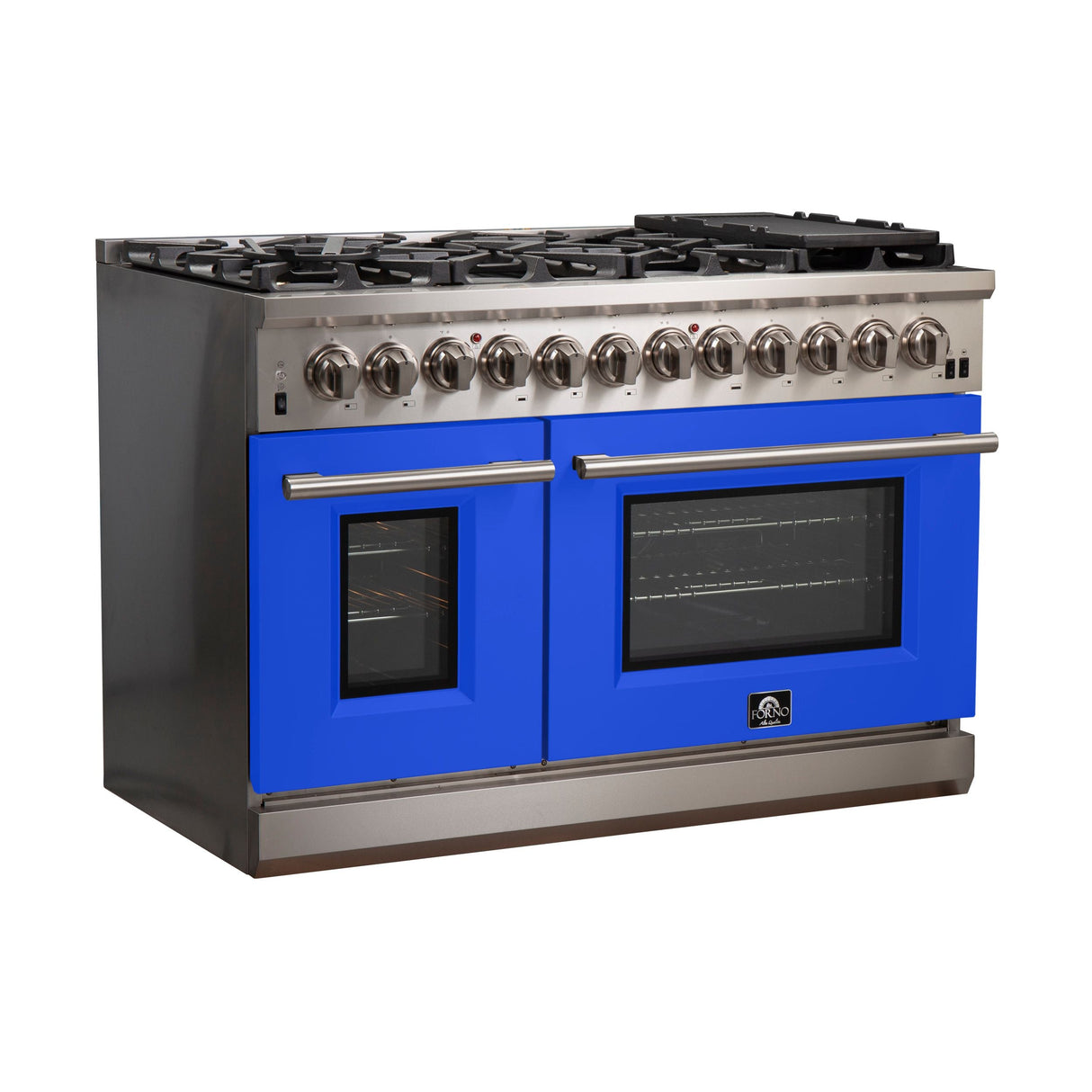 FORNO Capriasca 48" 6.58 cu. ft. Dual Fuel Range with 8 Italian Burners in Blue, FFSGS6187-48BLU