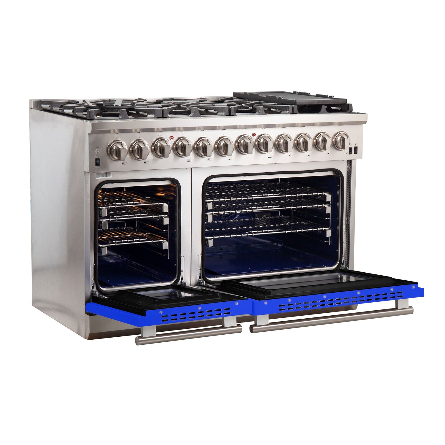 FORNO Capriasca 48" 6.58 cu. ft. Dual Fuel Range with 8 Italian Burners in Blue, FFSGS6187-48BLU