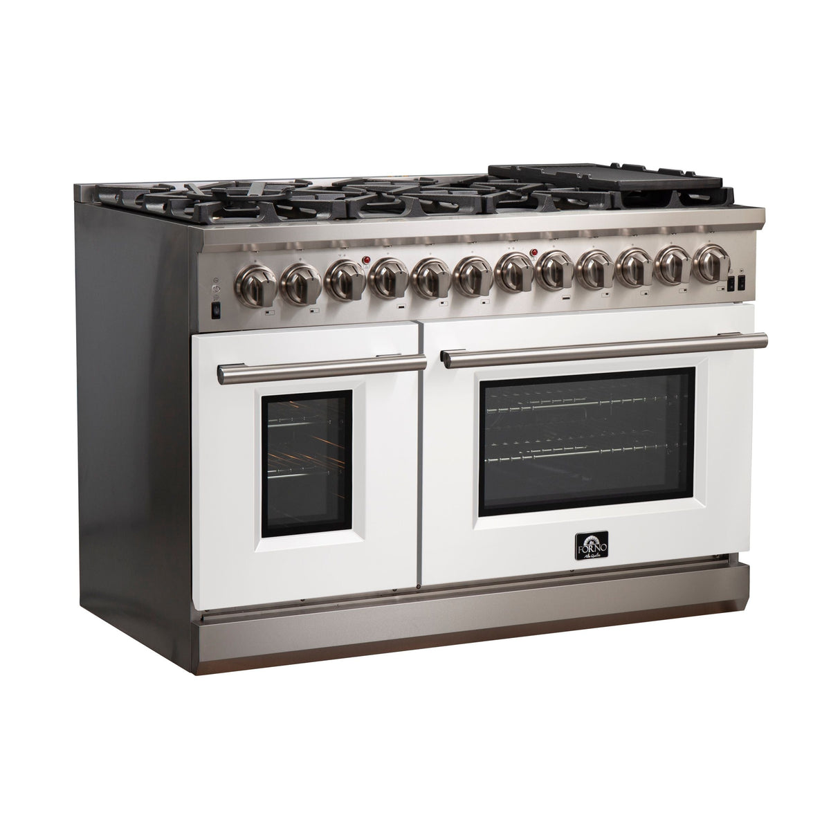 FORNO Capriasca 48" 6.58 cu. ft. Dual Fuel Range with 8 Italian Burners in White, FFSGS6187-48WHT