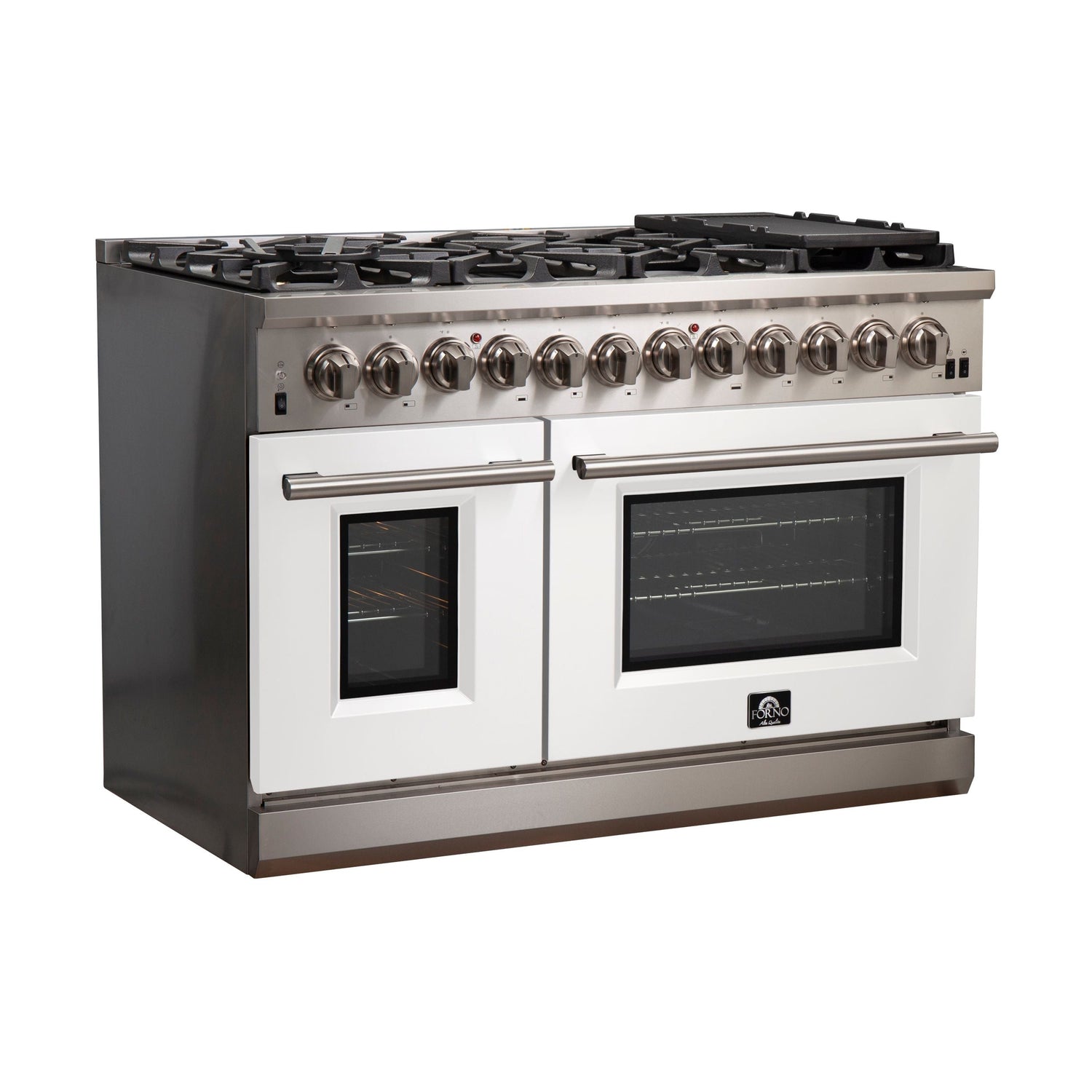 FORNO Capriasca 48" 6.58 cu. ft. Dual Fuel Range with 8 Italian Burners in White, FFSGS6187-48WHT