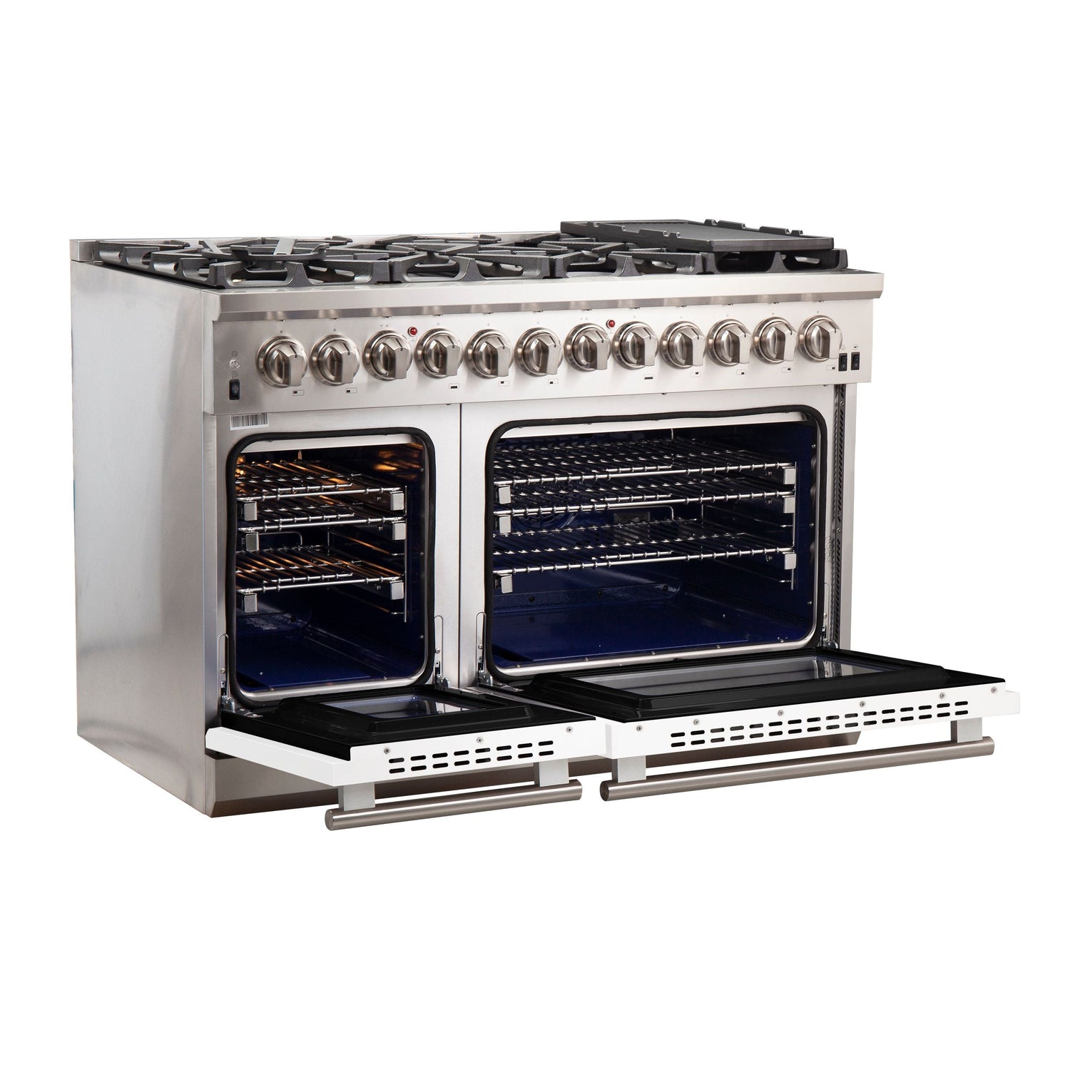 FORNO Capriasca 48" 6.58 cu. ft. Dual Fuel Range with 8 Italian Burners in White, FFSGS6187-48WHT