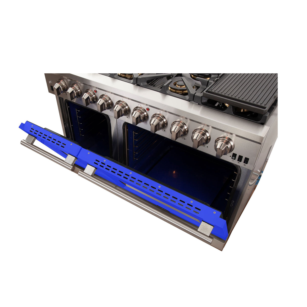 FORNO Capriasca 48″ 6.58 cu. ft. Gas Range with 8 Italian Burners in Blue, FFSGS6260-48BLU
