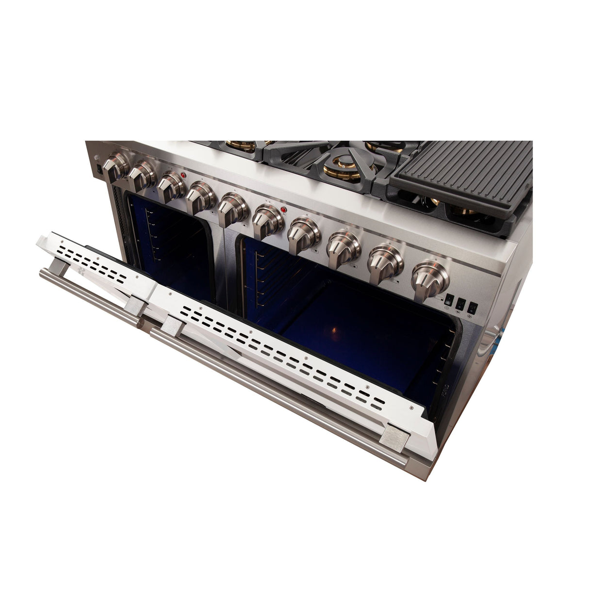 FORNO Capriasca 48″ 6.58 cu. ft. Gas Range with 8 Italian Burners in White, FFSGS6260-48WHT