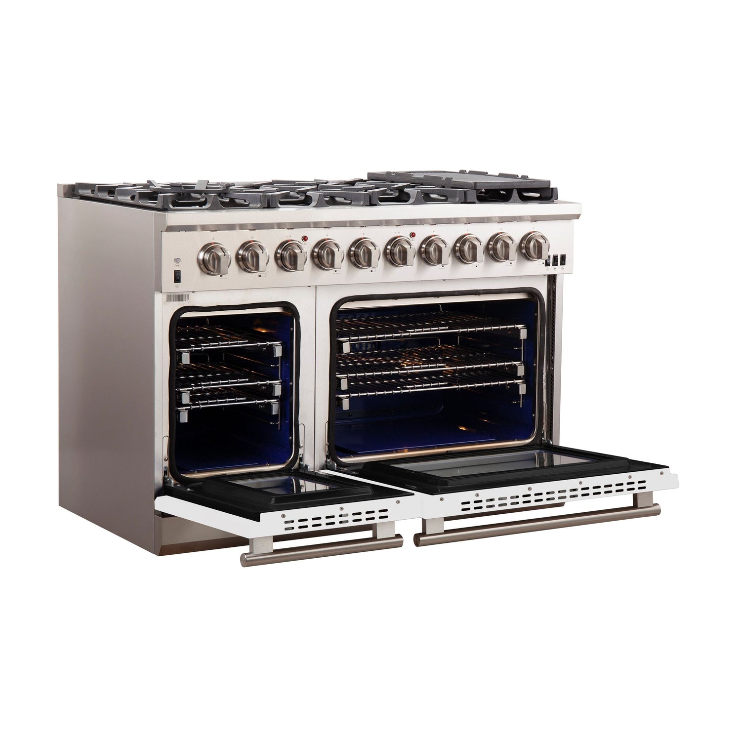 FORNO Capriasca 48″ 6.58 cu. ft. Gas Range with 8 Italian Burners in White, FFSGS6260-48WHT