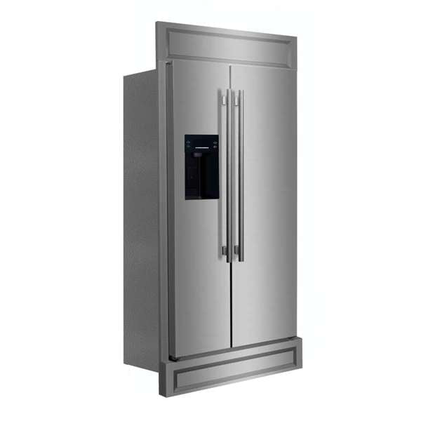 FORNO Salerno 40" 20 cu. ft. Side-by-Side Built-In Refrigerator with Water and Ice Dispenser and Modern Trim Kit, FFRBI1844-40MG