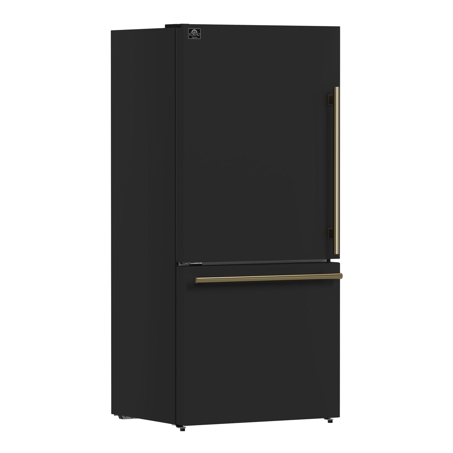 FORNO Espresso Milano 62" 34.4 cu. ft. Side-By-Side Refrigerator with Ice Maker in Black with Antique Brass Accents, FFFFD1787-60BLK