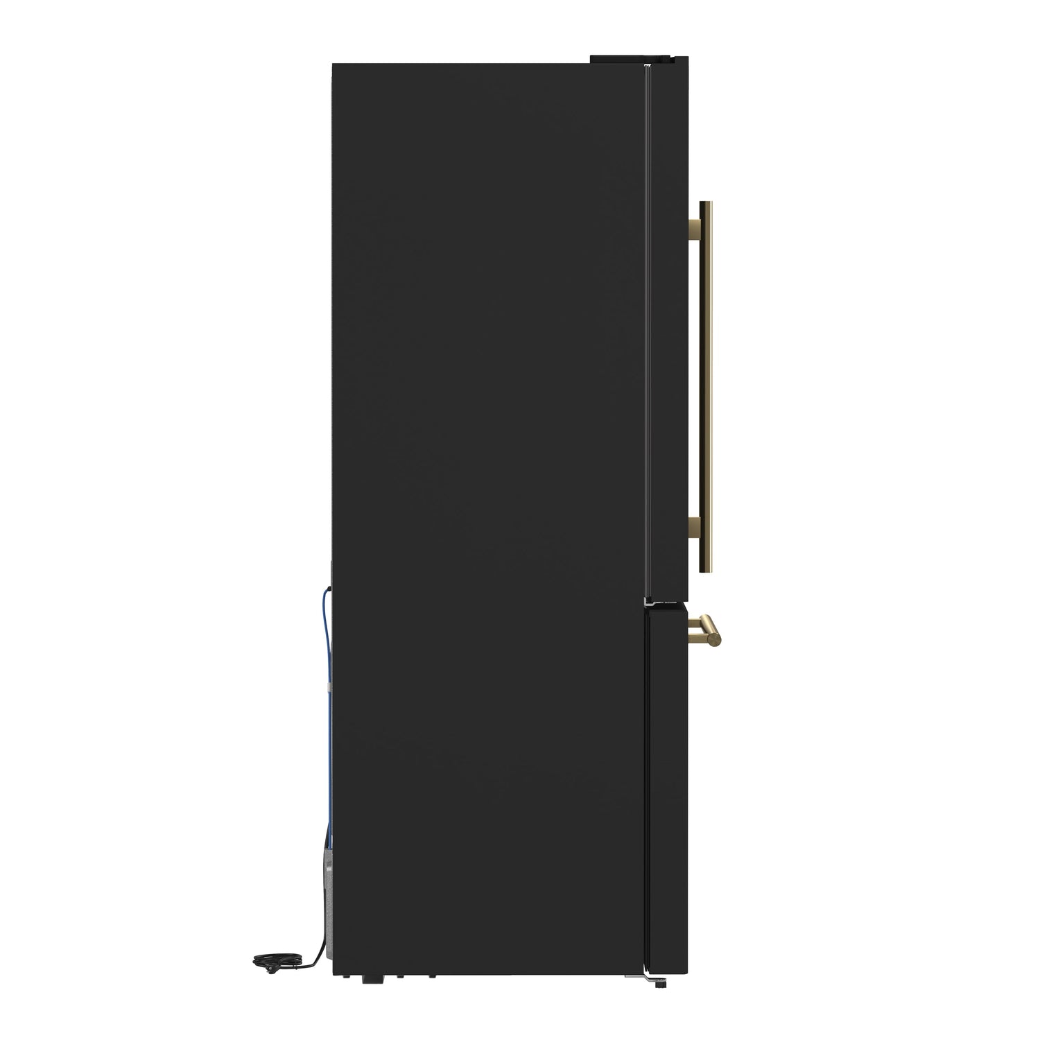FORNO Espresso Milano 62" 34.4 cu. ft. Side-By-Side Refrigerator with Ice Maker in Black with Antique Brass Accents, FFFFD1787-60BLK