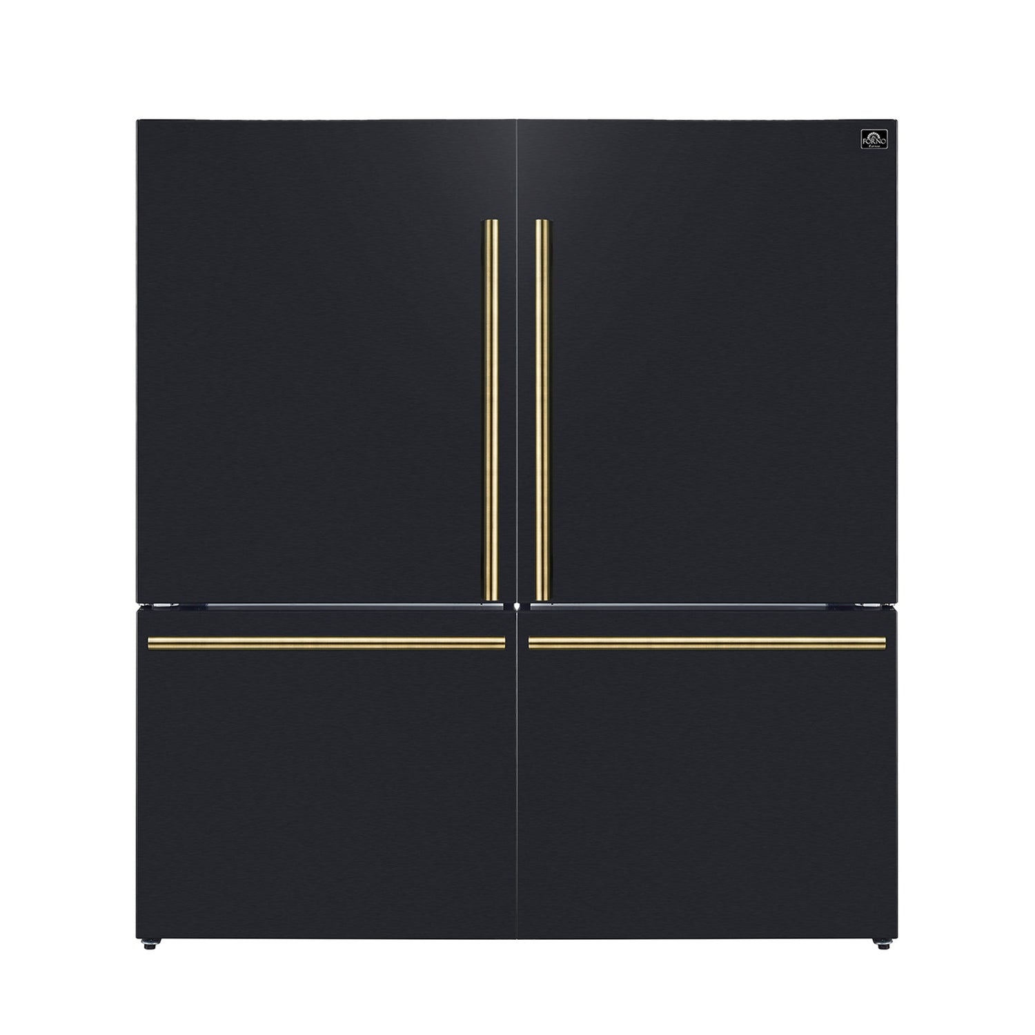FORNO Espresso Milano 62" 34.4 cu. ft. Side-By-Side Refrigerator with Ice Maker in Black with Antique Brass Accents, FFFFD1787-60BLK