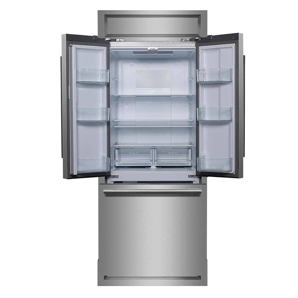 FORNO Gallipoli 35" 17.5 cu. ft. French Door Built-In Refrigerator in Stainless Steel with Ice Maker and Modern Trim Kit, FFFFD1974-35MG