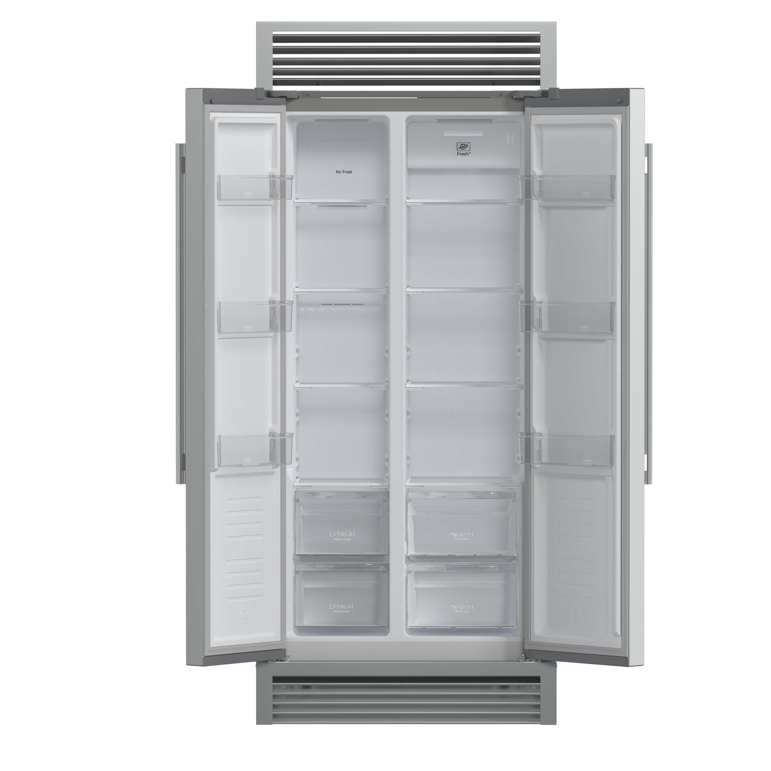 FORNO Salerno 37" 15.6 cu. ft. Side-by-Side Built-In Refrigerator in Stainless Steel and Grill Trim Kit, FFRBI1805-37SG