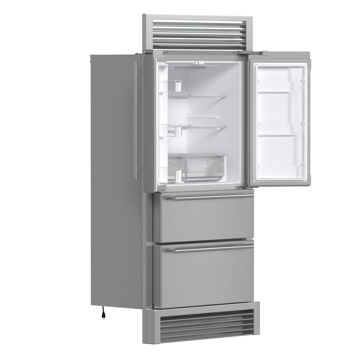 FORNO Moena 40" 19.2 cu. ft. French Door Built-In Refrigerator in Stainless Steel with Ice Maker and Grill Trim Kit, FFRBI1820-40SG
