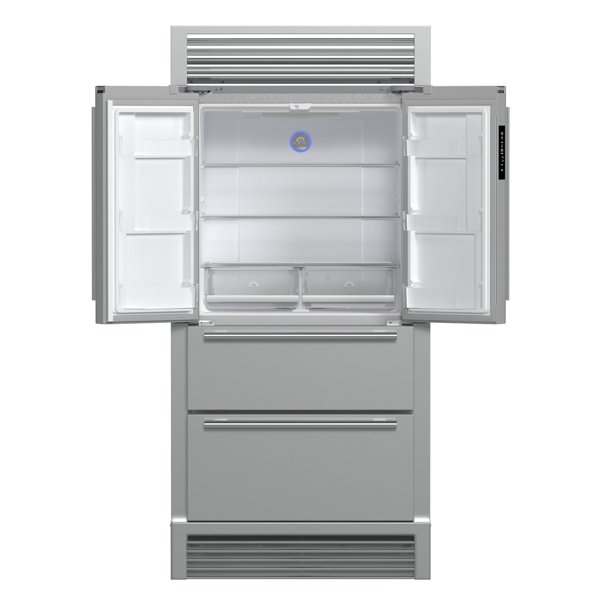 FORNO Moena 40" 19.2 cu. ft. French Door Built-In Refrigerator in Stainless Steel with Ice Maker and Grill Trim Kit, FFRBI1820-40SG