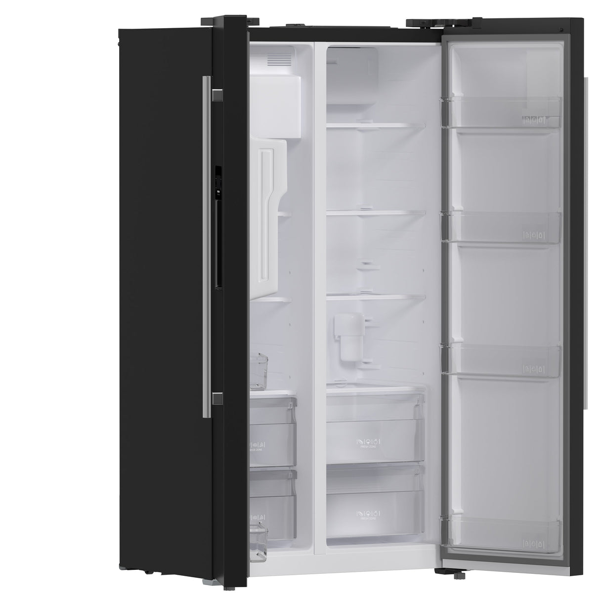 FORNO Espresso Salerno 36" 20 cu. ft. Side-By-Side Refrigerator with Water and Ice Dispenser in Black with Silver Handles