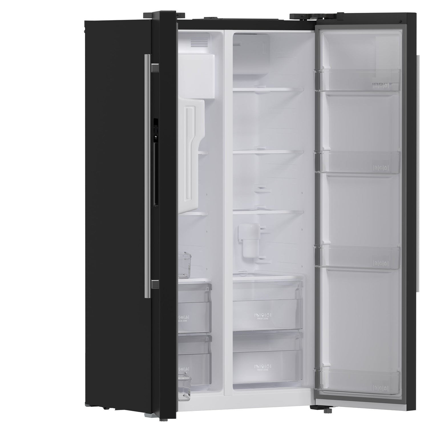 FORNO Espresso Salerno 36" 20 cu. ft. Side-By-Side Refrigerator with Water and Ice Dispenser in Black with Silver Handles