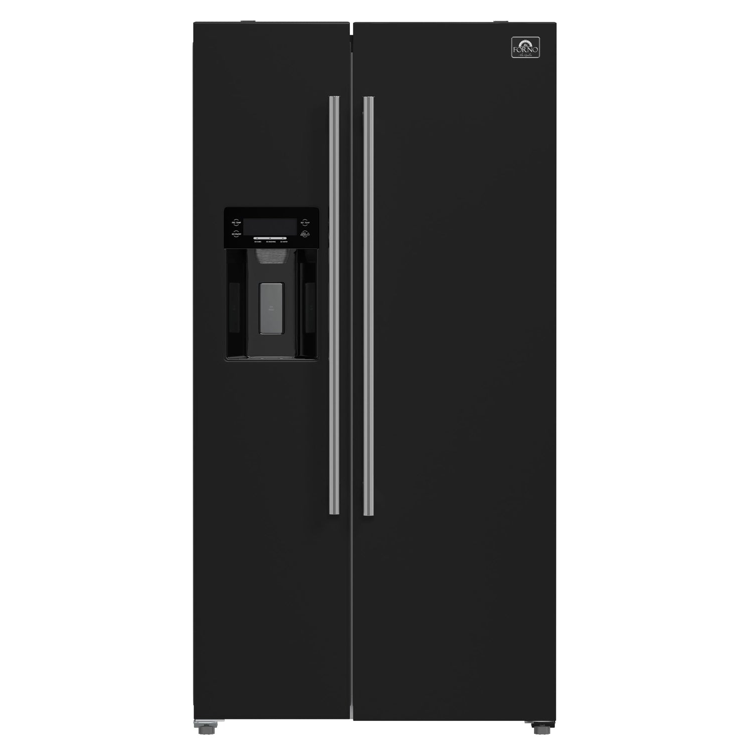 FORNO Espresso Salerno 36" 20 cu. ft. Side-By-Side Refrigerator with Water and Ice Dispenser in Black with Silver Handles
