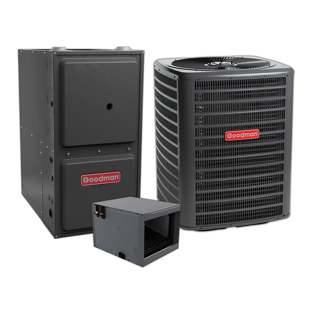 Goodman 1.5 Ton 14.3 SEER2 Central Air Conditioner, 96% AFUE 40K BTU Gas Furnace and Evaporator Coil