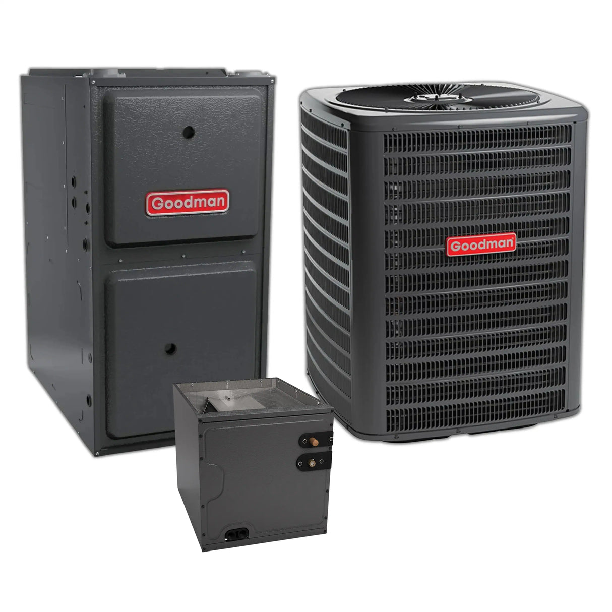 Goodman 1.5 Ton 13.4 SEER2 Central Air Conditioner, 96% AFUE 40K BTU Gas Furnace and Evaporator Coil