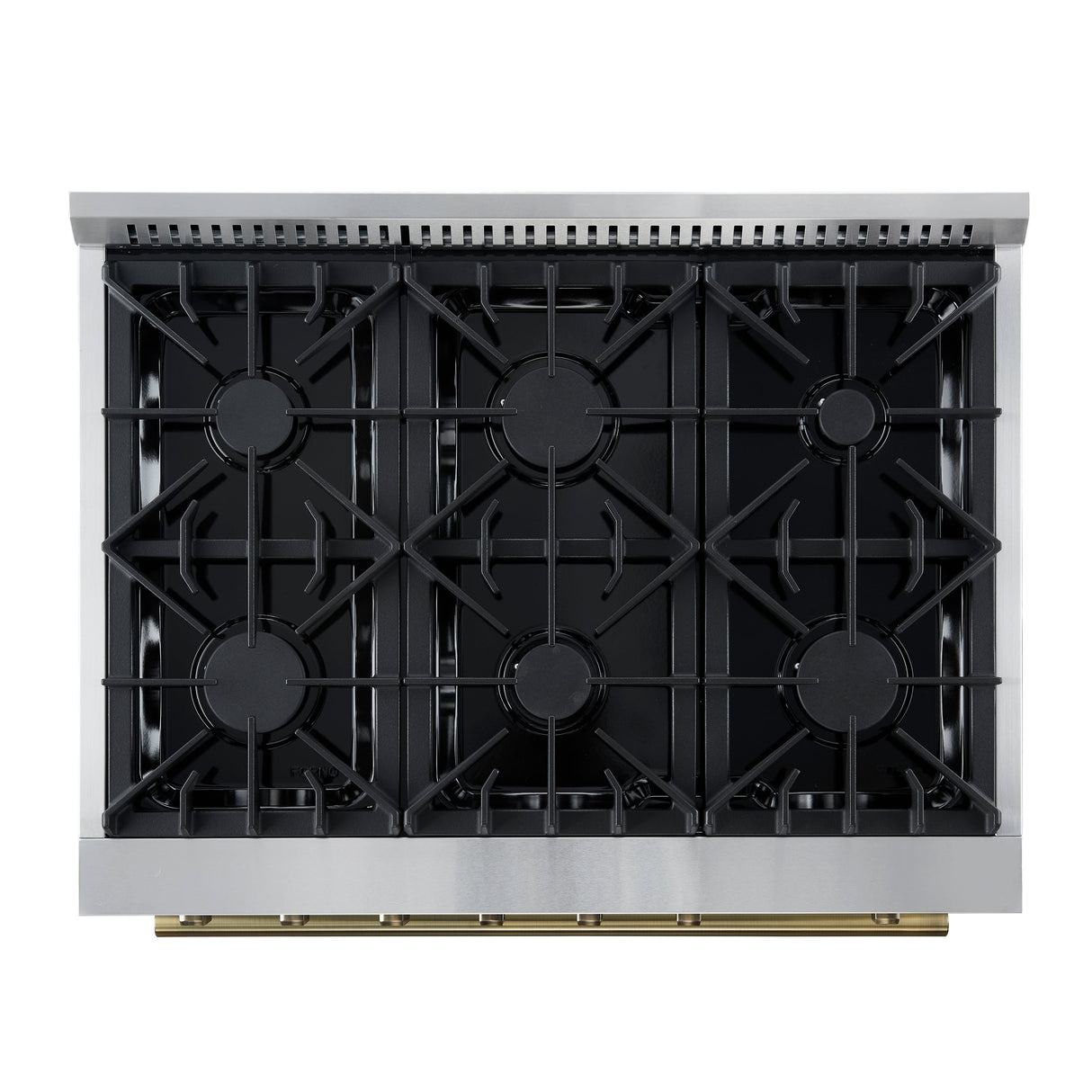FORNO Marco 36" 5.36 cu.ft. Gas Range with 6 Burners and Temperature Gauge in Black with Antique Brass Accents, FFSGS6277-36BLK