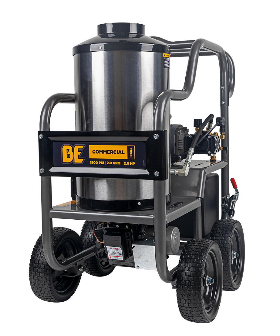 BE Power 1,500 PSI 2.0 GPM Hot Water Pressure Washer with TechTop Motor and AR Triplex Pump - HW152EA