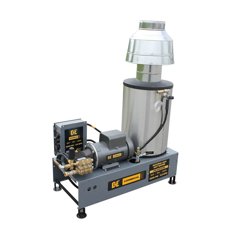BE Power 2,500 PSI 3.5 GPM 5.0 HP Electric Hot Water Pressure Washer with Baldor Motor and AR Triplex Pump - HW255E1CNG