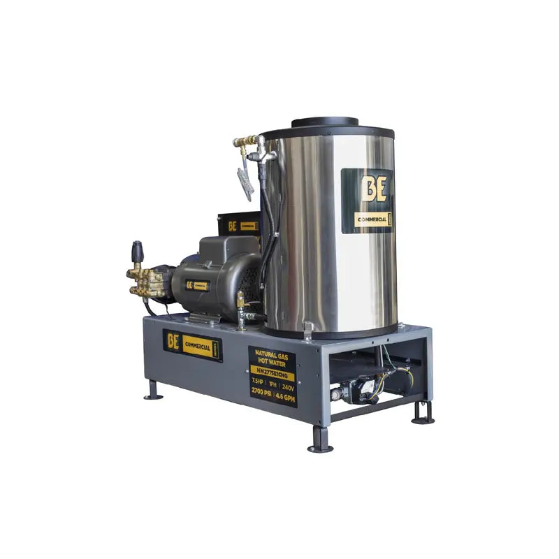 BE Power 2,700 PSI 4.6 GPM 7.5 HP Hot Water Pressure Washer with Baldor Motor and AR Triplex Pump - HW2775E1CNG