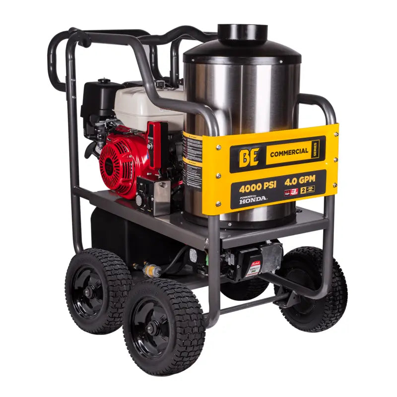 BE Power 4,000 PSI - 4.0 GPM Hot Water Pressure Washer with Honda GX390 Engine and General Triplex Pump - HW4013HG