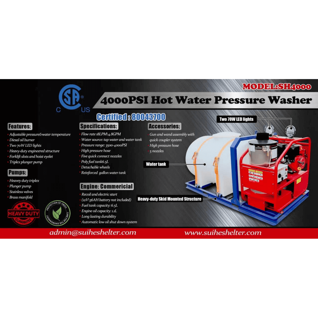 Greatbear Hot Water Pressure Washer with Water Tank