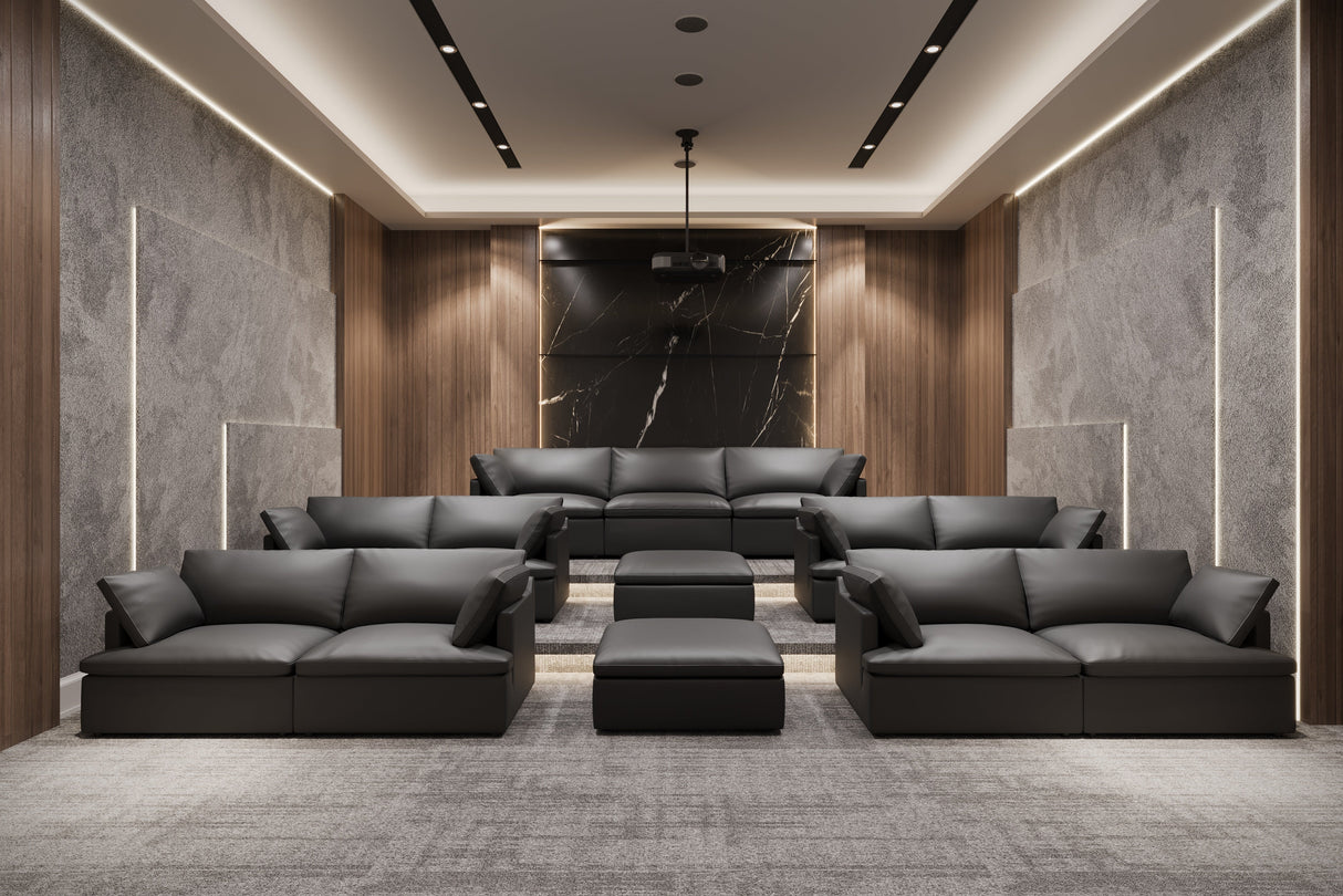 Isola Leather Theater Lounge Modular Sofa