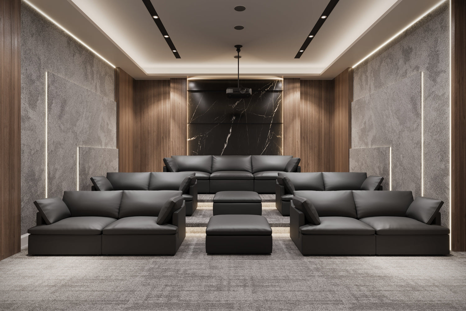 Isola Leather Theater Lounge Modular Sofa