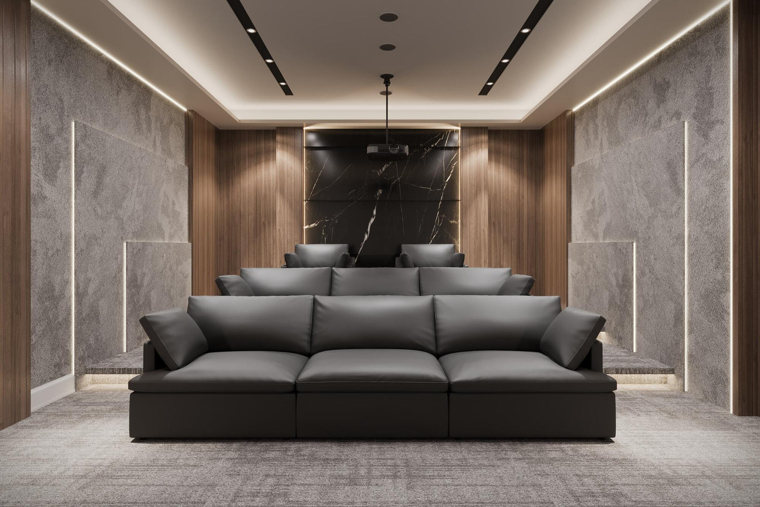 Isola Leather Theater Lounge Modular Sofa