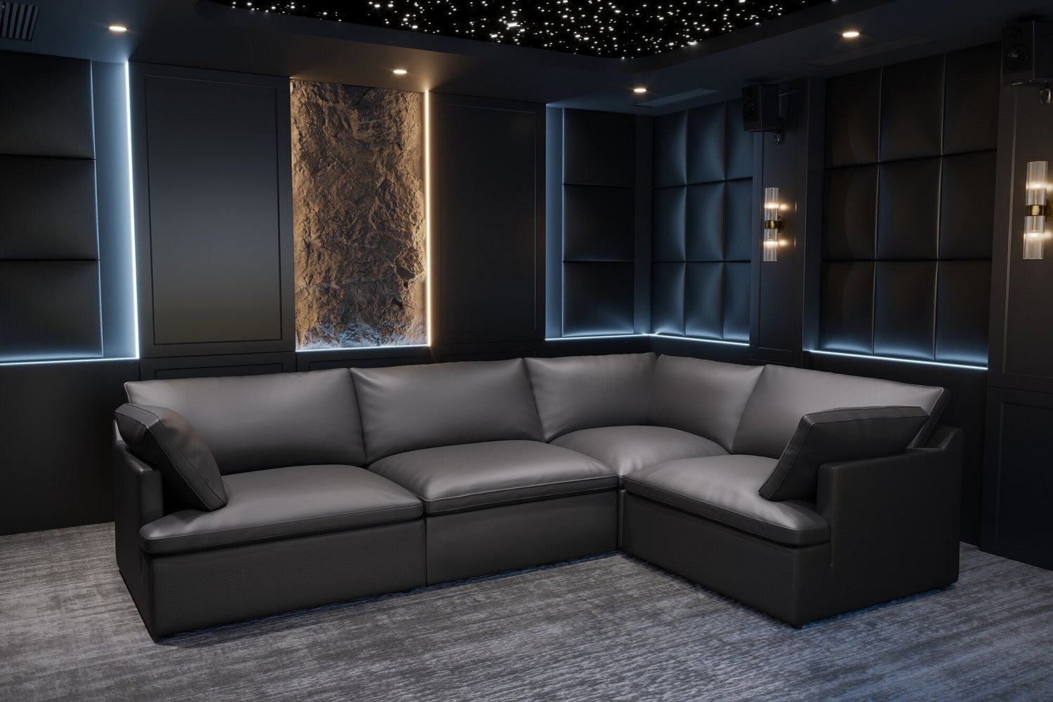 Isola Leather Theater Lounge Modular Sofa