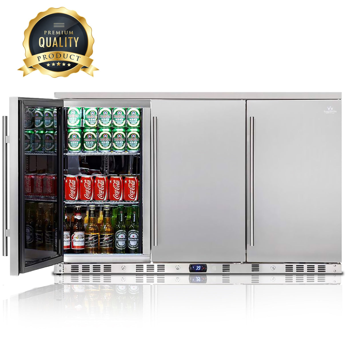 53 Inch Solid 3-Door Outdoor Beverage Drinks Cooler