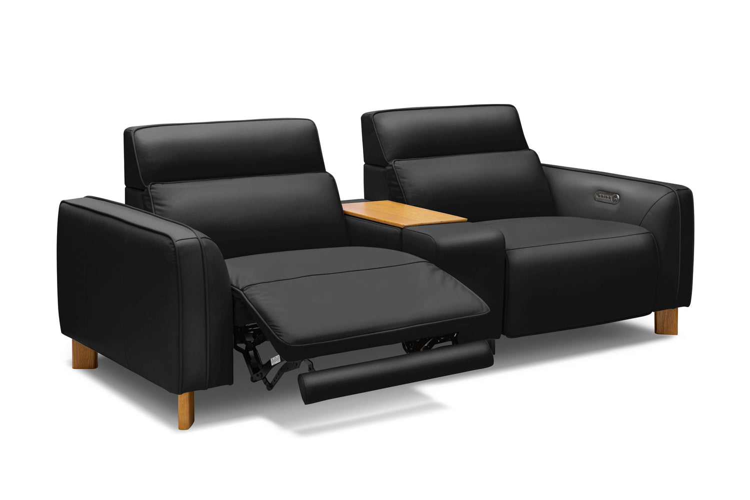 Lesley Leather Dual Recliner Sofa with Console