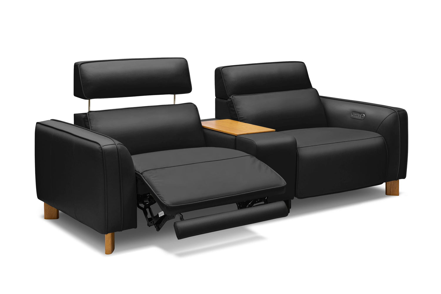 Lesley Leather Dual Recliner Sofa with Console