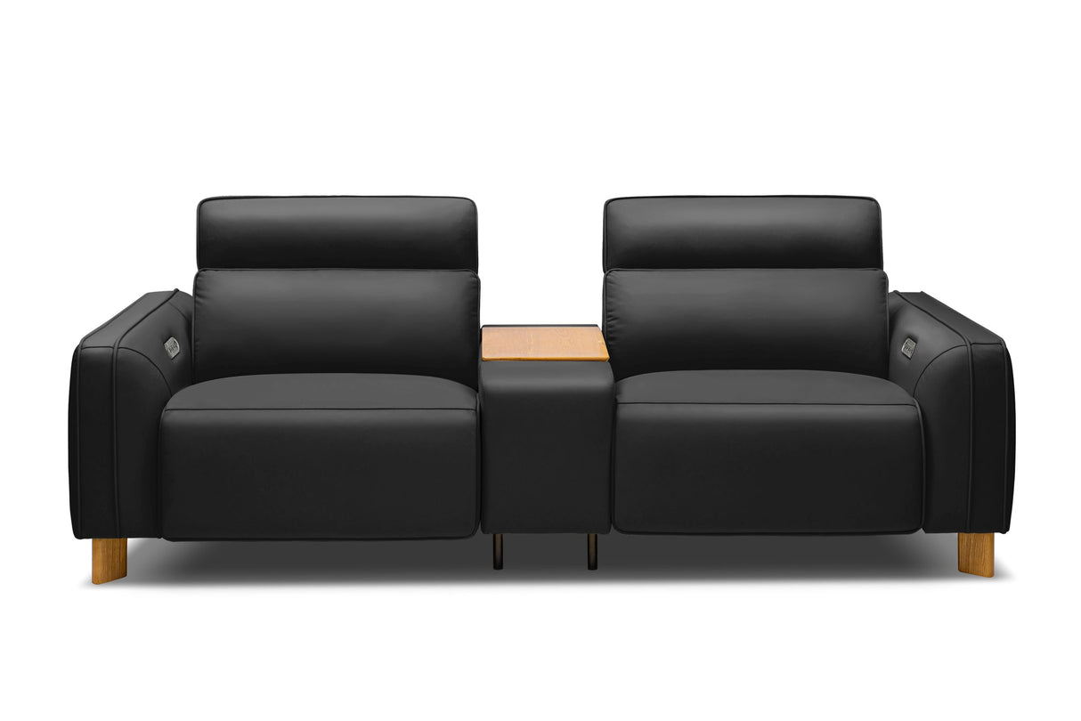 Lesley Leather Dual Recliner Sofa with Console