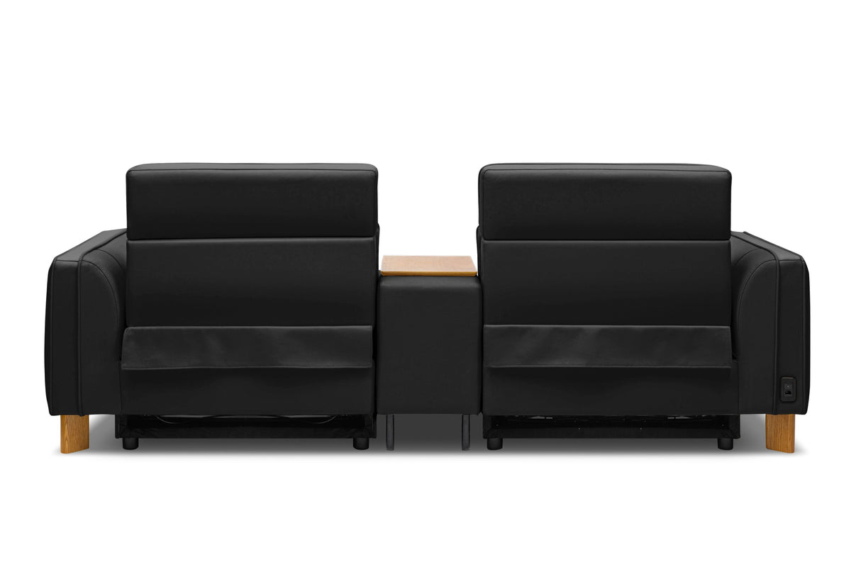 Lesley Leather Dual Recliner Sofa with Console