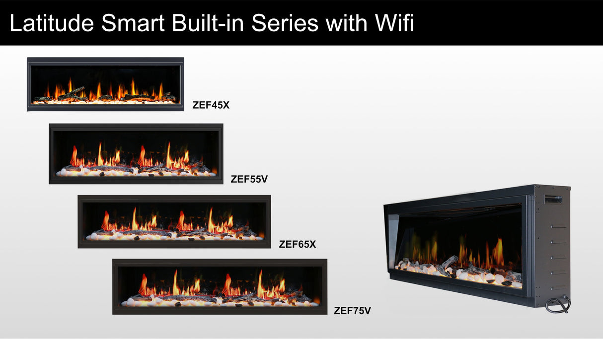 2025 New Litedeer Homes Latitude II 48-in Wall Mounted Smart Electric Fireplace with App, Crackling Sounds, Driftwood Log & River Rock - ZEF48X