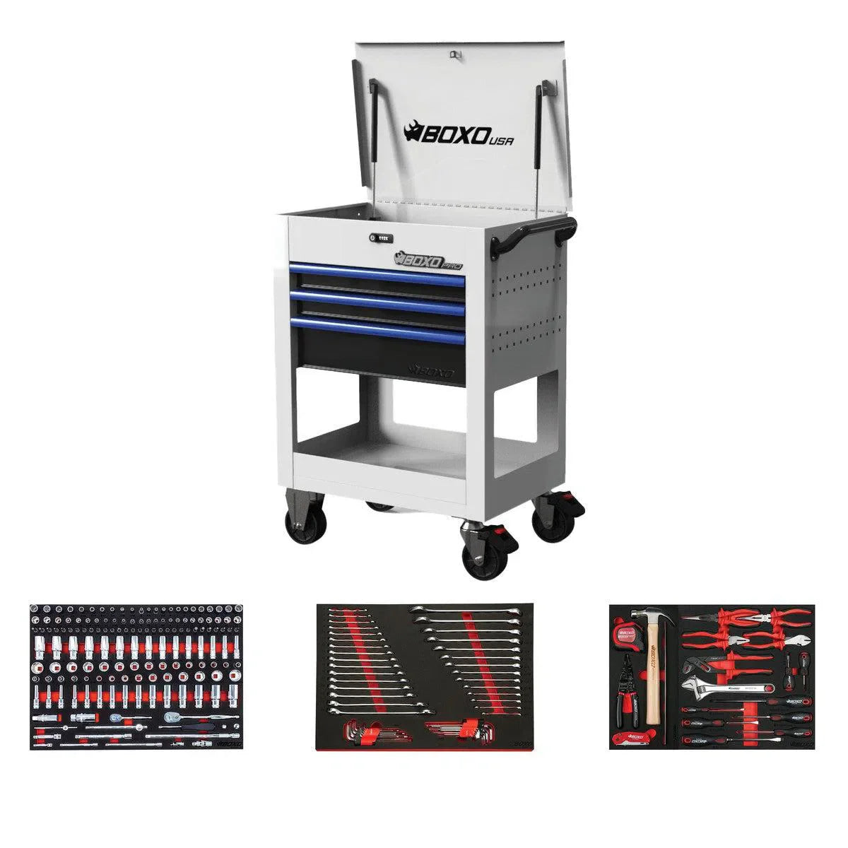Pro Series | Loaded 28" 3-Drawer Flip Top Service Cart Tool Box