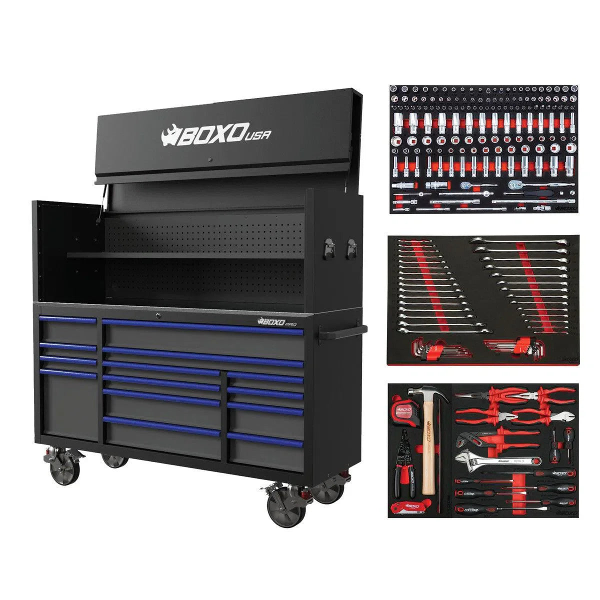 Pro Series | Loaded 72" 14-Drawer Garage Top Rolling Tool Box | Black